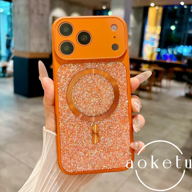 ผิวหรูหรารู้สึกประกายเพชรเคสแม่เหล็กเหมาะสําหรับ ไอโฟน 17 เคสโทรศัพท์ โปรแม็กซ์ ใหม่ 17อากาศ เพชรเต็ม 17 ระดับไฮเอนด์รวมทุกอย่างป้องกันการตกคู