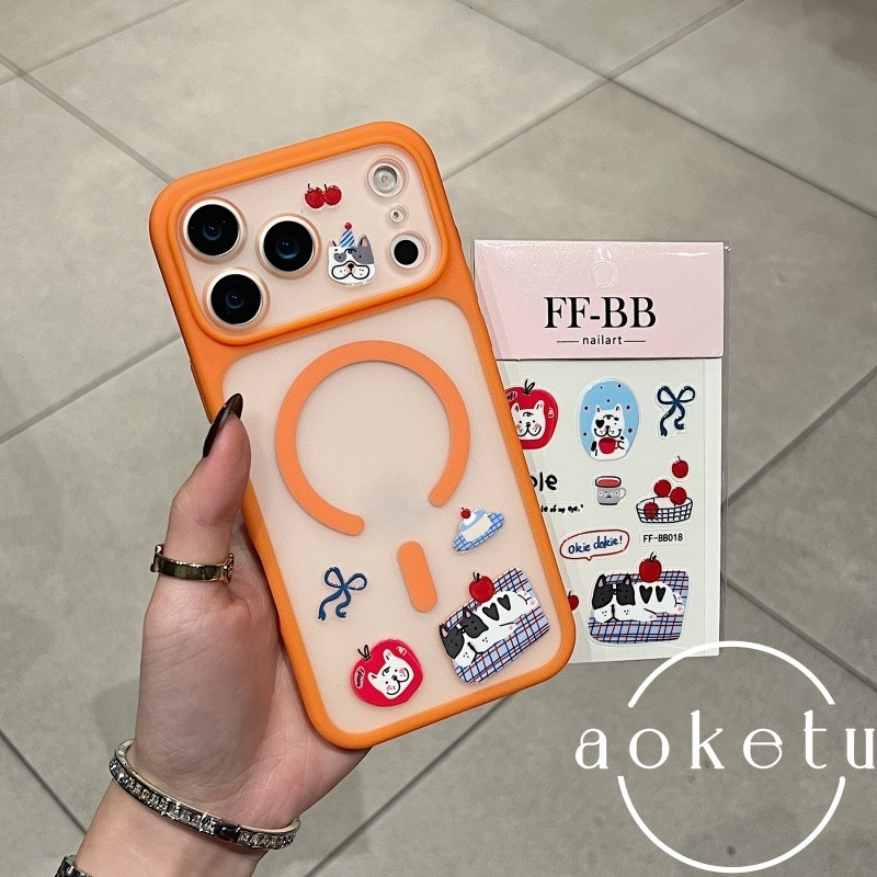 กรอบเลนส์ที่ถอดออกได้สร้างสรรค์ ทําเอง สติกเกอร์สุนัขแม่เหล็กผิวตรวจจับเคสโทรศัพท์เหมาะสําหรับ ไอโฟน 13 14 15 16 17 มือโปร สูงสุด กึ่งโปร่งใสรวมทุกอย่างซิลิโคนป้องกันการตกฝา