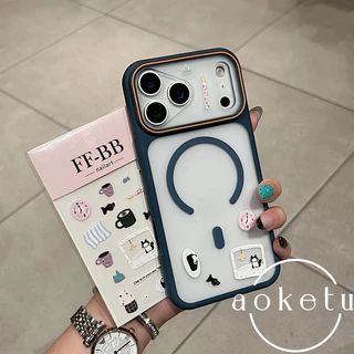 Creative หน้าต่างขนาดใหญ่แม่เหล็ก DIY กาแฟแมวสติกเกอร์เคสโทรศัพท์เหมาะสําหรับ iPhone 11 12 13 14 15 16 17 Pro max frosted รวมทุกอย่างฝาครอบป้องกันการตก