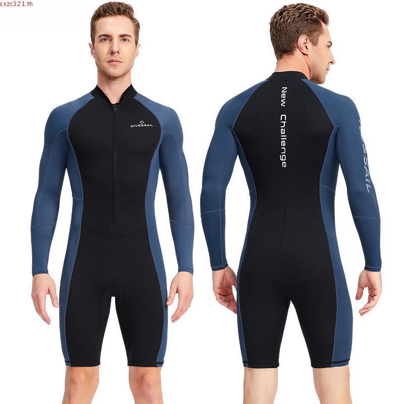[unjitsh] 1.5 มม. Neoprene Men Wetsuit ชุดดําน้ํากางเกงขาสั้นด้านหน้าซิปเก็บความอบอุ่นป้องกันเปียกชุ