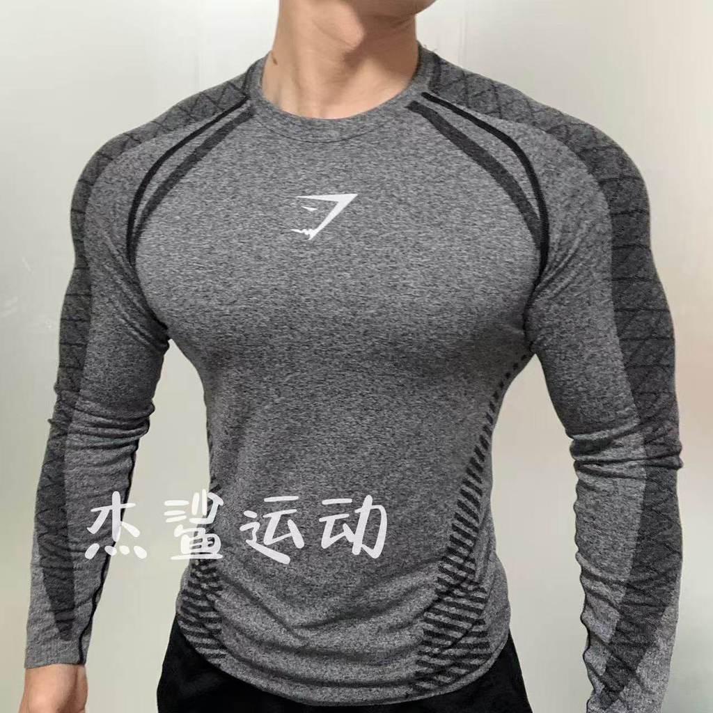 GYMSHARK Phantom V2 Mens Sports Fitness Seamless Quick-Drying Elastic Slim-fit Round Neck Short Slee