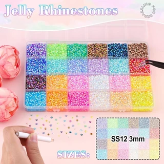 WILLUCK เรซิ่น Rhinestone ชุด, หลากสี DIY ตกแต่ง Jelly Rhinestones, เพชรศิลปะประกายหัตถกรรมอุปกรณ์ Bedazzling Rhinestones สําหรับอุปกรณ์แต่งหน้า