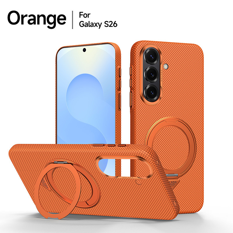 สําหรับเคสโทรศัพท์ Samsung Galaxy S26 Ultra S26Ultra รูปแบบคาร์บอนไฟเบอร์ปลอกแหวนวงเล็บ S26 + เคสกันกระแทก