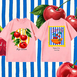 BOOM [COD]เสื้อแฟชั่น แขนสั้น คอกลม t shirt oversize ใส่สบาย สไตล์ลำลอง 'Cherry' 2026