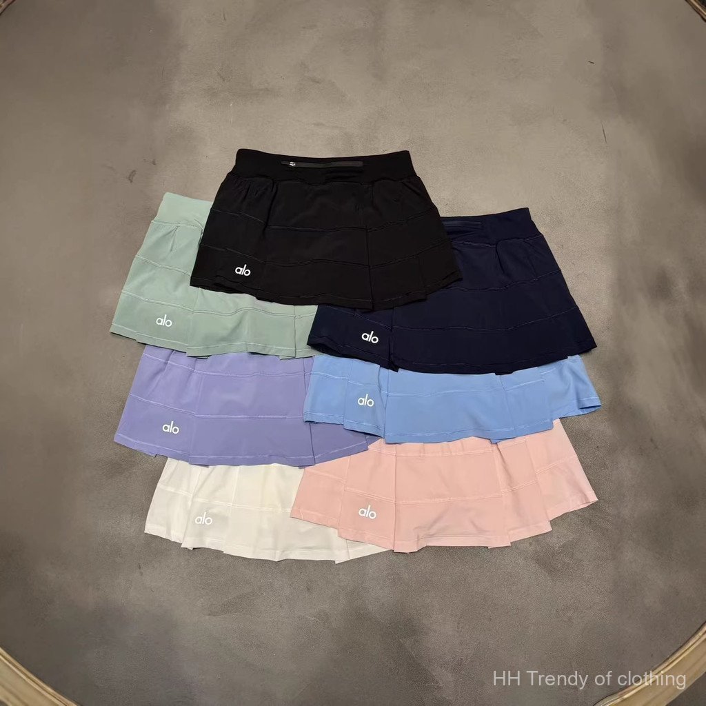 alo Same Style2026Tennis skirt, sports yoga short skirt for women, summer quick-dry, anti-exposure, 