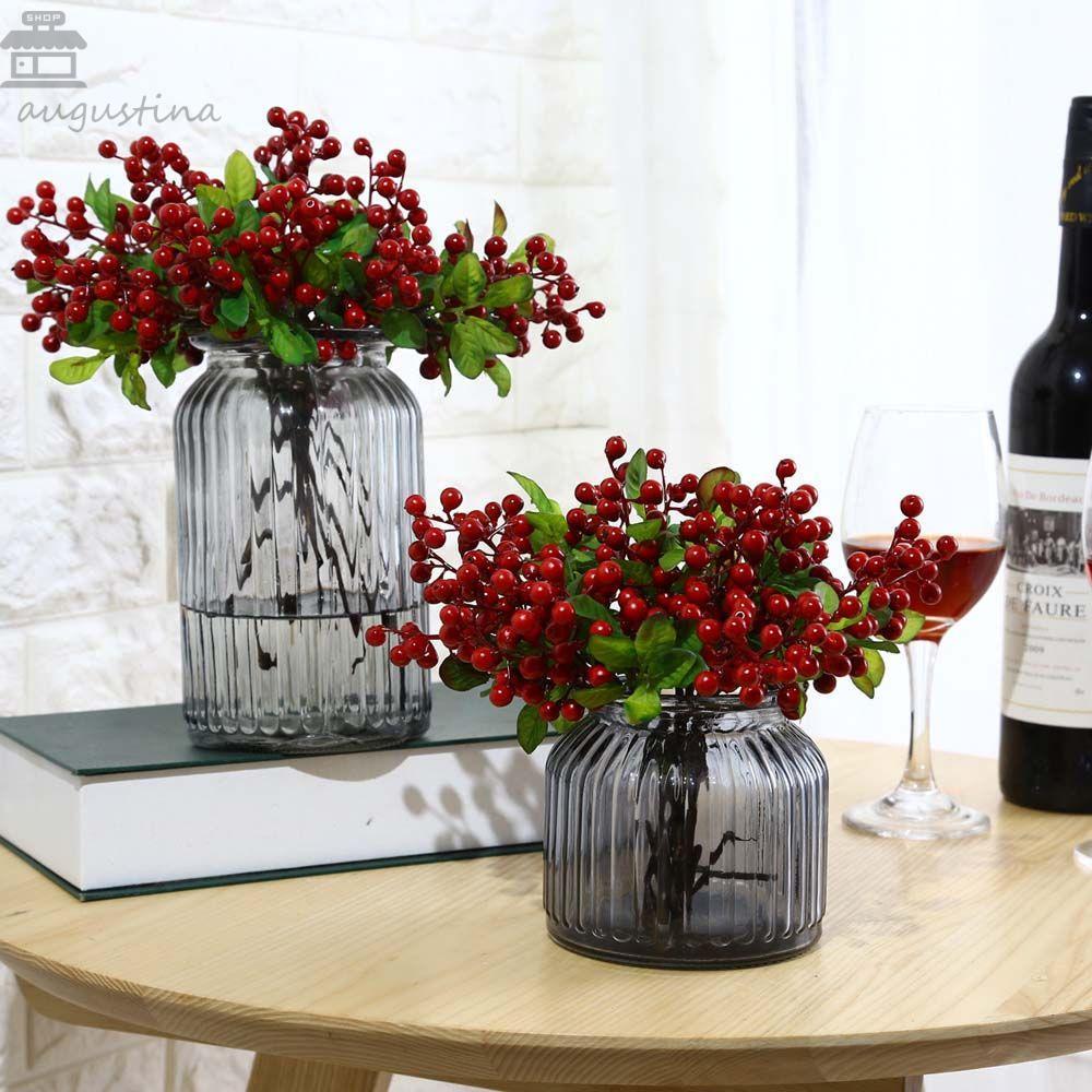 AUGUSTINA ตกแต่งคริสต์มาส DIY พลาสติกปลอมจําลองผลไม้บลูเบอร์รี่ตกแต่งบ้าน Xmas