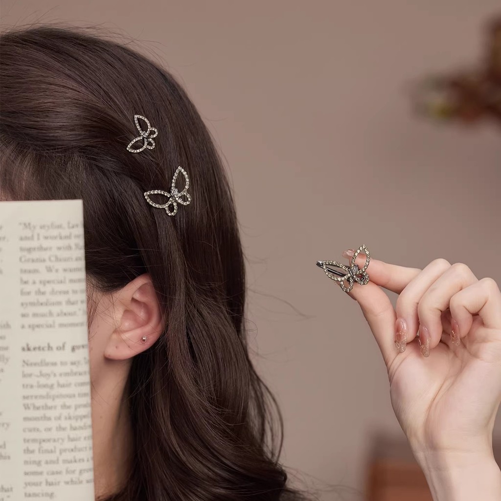 กิ๊บติดผม-mini butterfly rhinestone hairpin