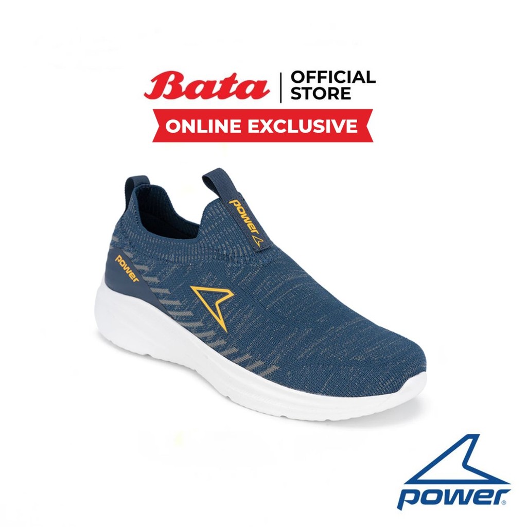 Online Exclusive Bata บาจา Power รองเท้าวิ่งออกกำลังกายแบบสวม สำหรับผู้ชาย รุ่น SPEEDMASTER สีดำ8286877 สีกรมท่า 8289877
