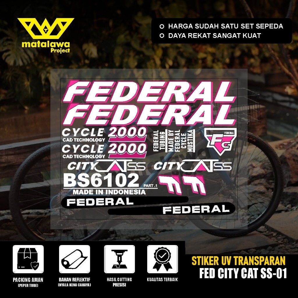 FEDERAL UV TRANSPARKENT CITY CAT SS Decal สติกเกอร์ MTB จักรยาน Pussycat MG 33 SX 550 ชุด 01
