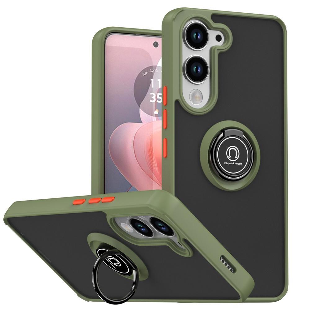 เหมาะสําหรับ Vivo Y04 Y29S Y19S Y36 Y16 Y35 Y17S V50 Lite V40 Pro เคสโทรศัพท์กันกระแทก Matte โปร่งแสง Hard Case พร้อมขาตั้งโลหะหมุน