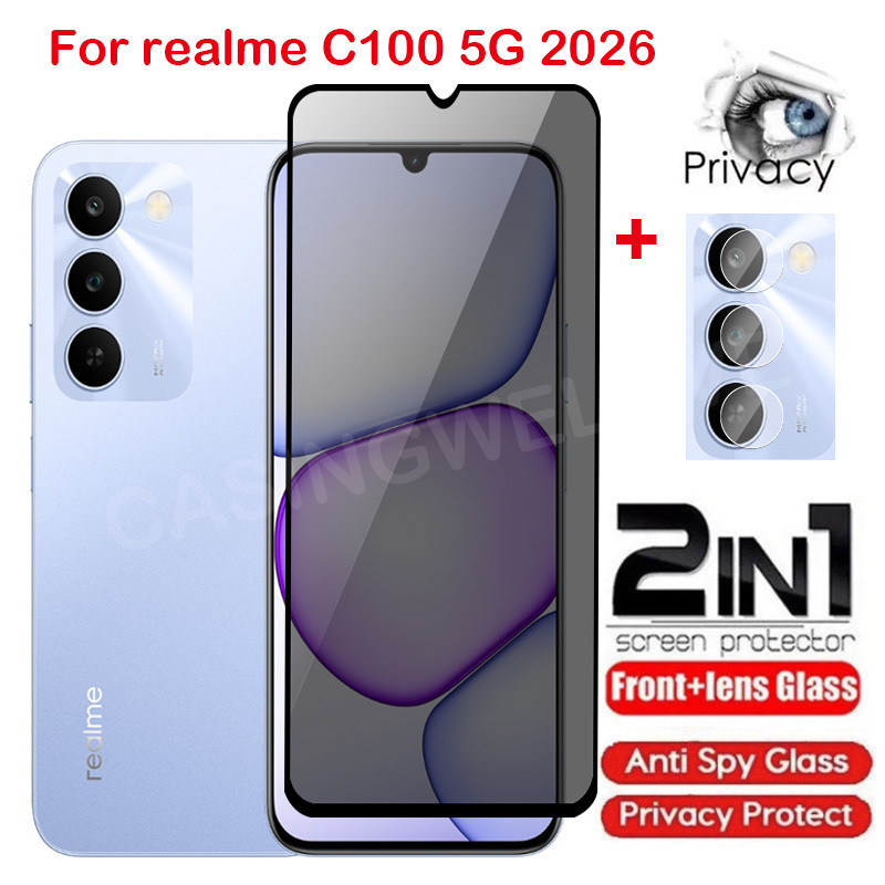ป้องกันหน้าจอสําหรับRealme C100 C100X C100i C83 4G 5G 2026 กระจกนิรภัยส่วนตัวAnti-Spyคลุมทั้งหมดป้องกันหน้าจอAnti Peekความเป็นส่วนตัวฟิล์ม