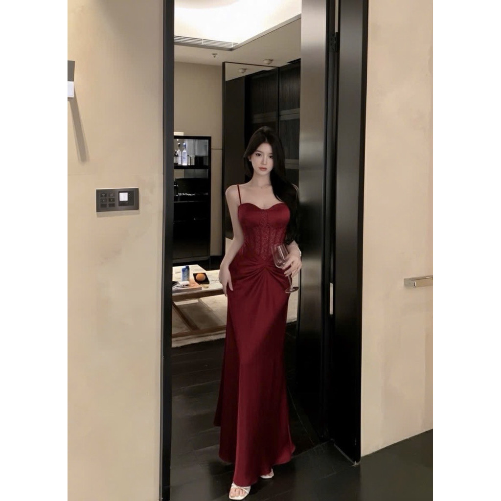 VM HOTUBE - ชุดบอดี้สูท 2 สายพร้อมลูกไม้เอว TWISTED, PARTY DRESS, WEDDING DRESS, EXTREMELY BEAUTIFUL