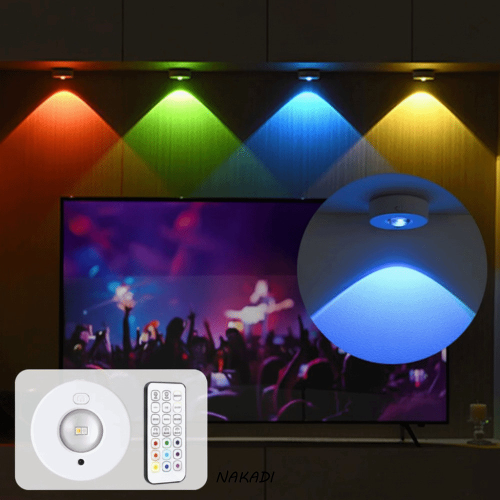NAKADI ภายใต้ไฟตู้, รีโมทคอนโทรล IR แบบชาร์จไฟได้ 5V RGB LED ไฟกลางคืน, การออกแบบไร้สาย RGB หรี่แสงไ