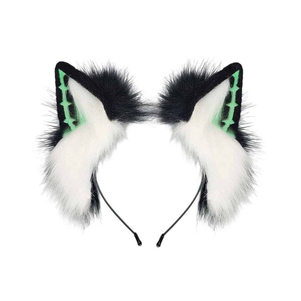 Punk Wolf Ear Hairband Soft Plush Fursuit Hairhoop Roleplay Head Accessory for 2000s Fashion Dressin