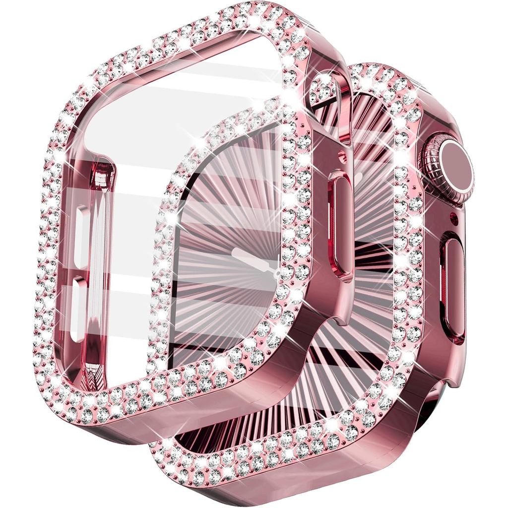 Surace Bling Apple Watch Case พร้อมตัวป้องกันหน้าจอเข้ากันได้กับ Apple Watch Series 11 Series 10 46 