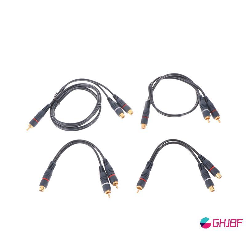 GHJBF] จําหน่ายแปลงลําโพงทองสาย Cooper Wire 2 RCA หญิงเดิม 1 RCA ชาย Splitter สาย Audio Splitter ศนเ