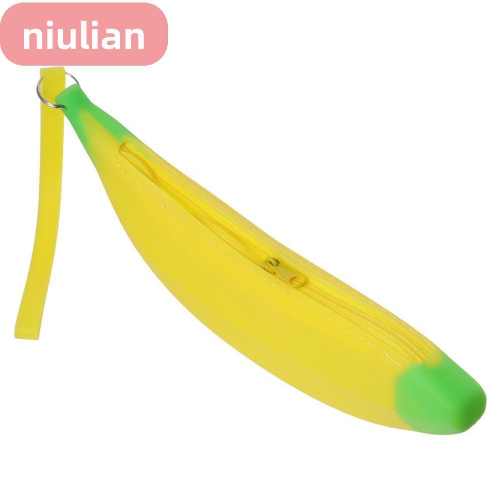 กระเป๋าสตางค์ NIULIAN Banana Zero, กระเป๋าปากกาซิลิโคนรูปกล้วย, สีเหลืองอเนกประสงค์ 2.36*7.87 นิ้วสํ