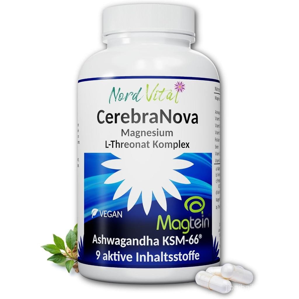 CerebraNova 120 แคปซูล บรรจุ 2,000 มก. L-Magnesium Succulate และ 600 มก. Ashevaganda K66 อุดมไปด้วยว