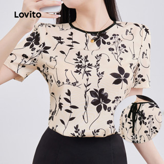 Lovito เสื้อเบลาส์หลากสีฤดูใบไม้ผลิ/ฤดูร้อนลายดอกไม้ลําลองสํ…