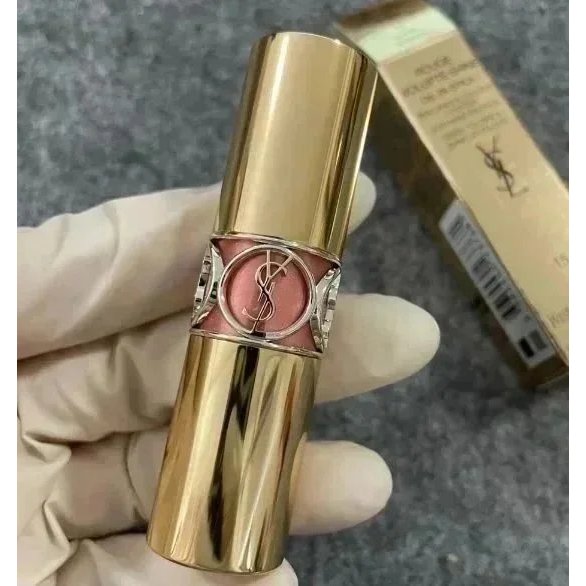 (((หลอดอลูมิเนียม) Saint Laurent Gold Tube Lipstick Medium Sample 1.6g Color Number