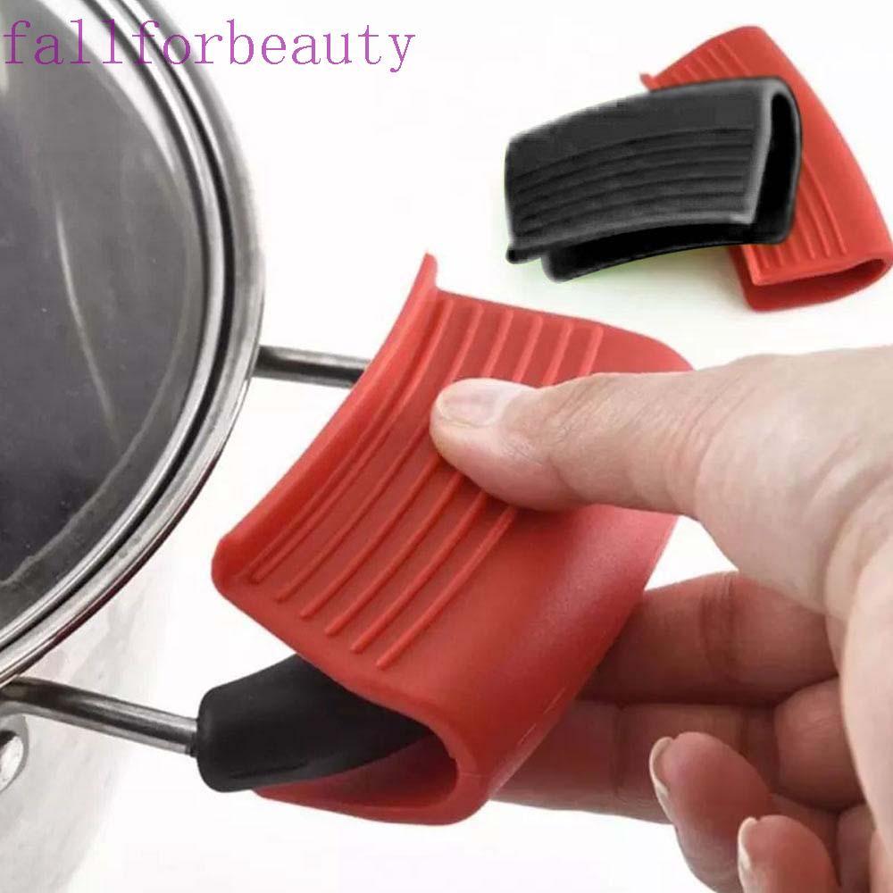 FALLFORBEAUTY ที่วางจับหม้อซิลิโคนทนความร้อนเครื่องครัวหม้อคลิป Anti-skid อุปกรณ์ครัว