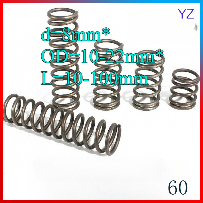 สปริงกด-สปริงดัน สปริงอัด สปริงดันทั่วไป เหล็กสปริง d8mm*OD10-22mm*L10-100mm HN-MB-1