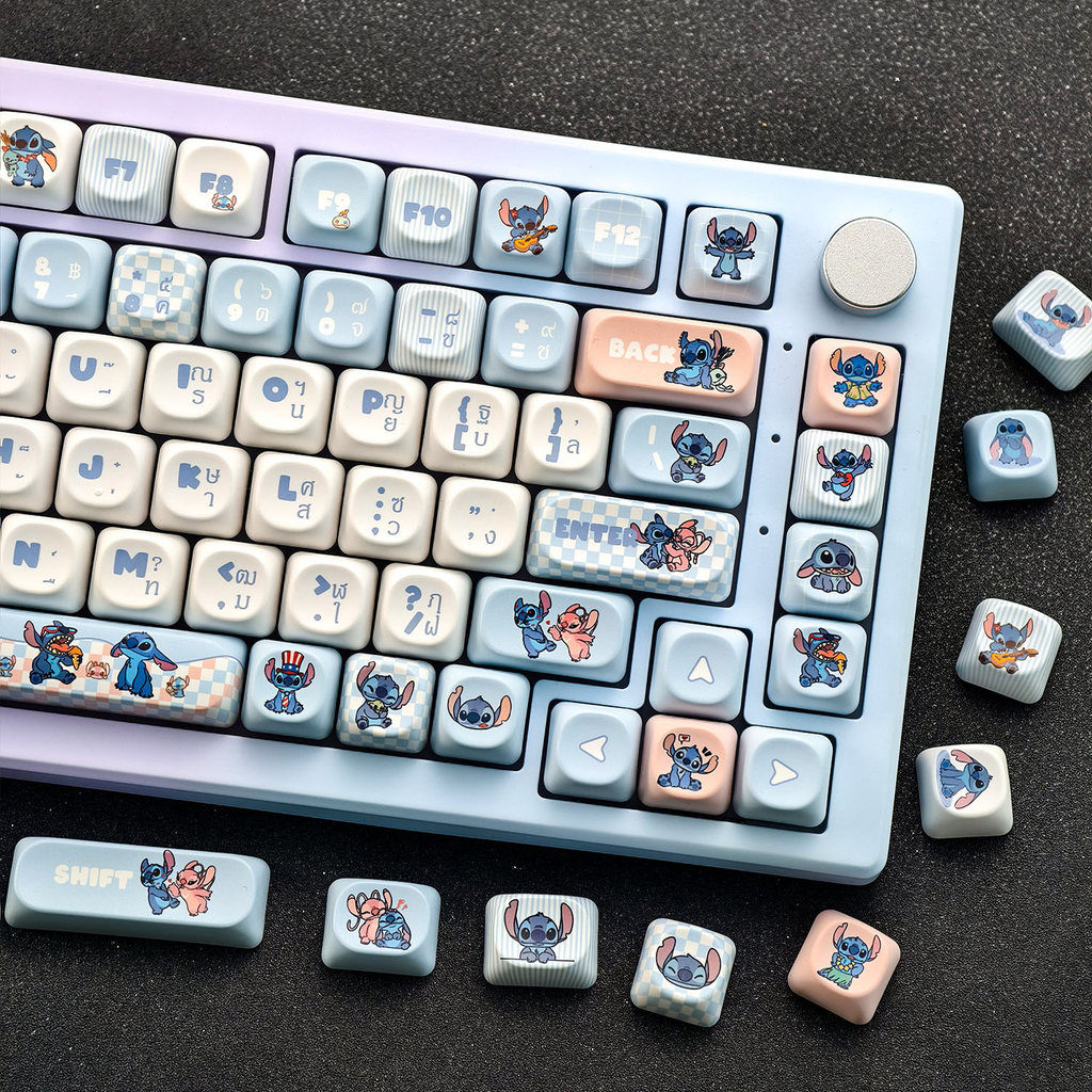 Thai Keycap MAIMOOO Lilo & Stitch Stitch Keycap PBT 120 คีย์ MOA Profile Aula F75 F99 Ajazz AK820 กา