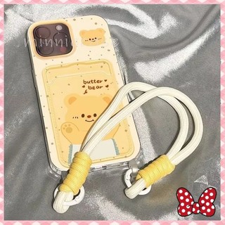 💜MINNIE💜Butter การ์ตูนสายคล้องบัตรกระเป๋าสตางค์เข้ากันได้กับเคสไอโฟน17 13 11 15 XR 14 12 Pro Max 7 15 8 14 Plus X XS Max