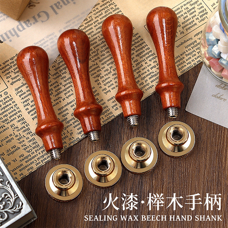 Fire Lacquer-Beech Glossy Handle Fire Lacquer Seal ด้ามไม้ Fire Lacquer อุปกรณ์เสริม
