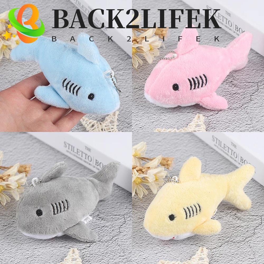 BACK2LIFEK Shark Plush ของเล่นตุ๊กตาสัตว์ของเล่นตุ๊กตาขนาดเล็ก Shark Keyring จําลอง Shark กระเป๋าจี้