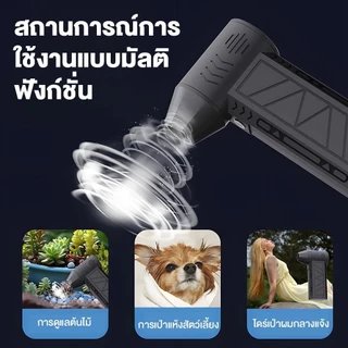 พัดลมเป่าฝุ่นแรงสูง 130000RPM เครื่องเป่าลมแรง Turbo ขนาดพกพา แบตเตอรี่ ปรับแรงลมได้ 3 ระดับ พร้อมไฟ LED ใช้งานได้ทุกที่