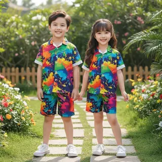 ชุดเด็กฮาวาย เซ็ตเสื้อ+กางเกง ผ้าไหมอิตาลี อายุ 1–8 ปี พร้อมส่ง