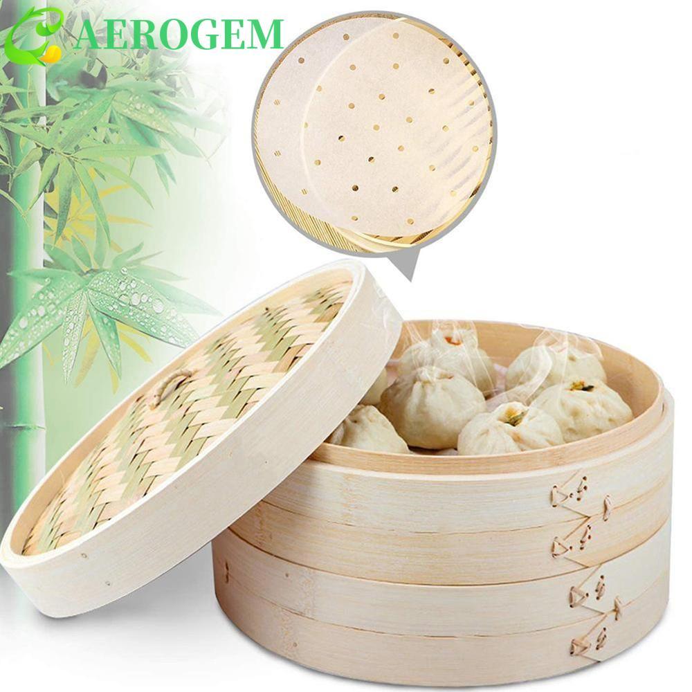 AEROGEM หม้อนึ่งไม้ไผ่พร้อมฝาปิดตะกร้าไม้ไผ่ Dimsum 10/15/20 ซม. กรงเกี๊ยว