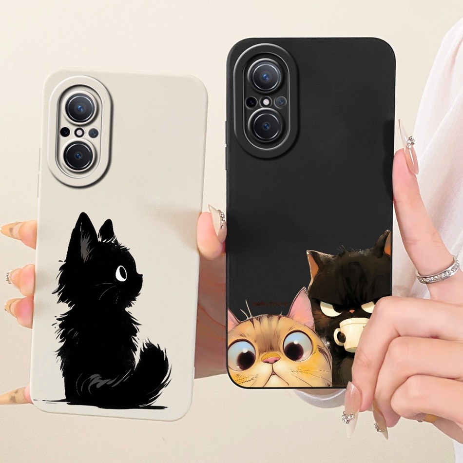 สําหรับ Huawei Nova 9 SE เลนส์ป้องกันกรณี Nova 9 SE JLN-LX1 JLN-LX3 แมวน่ารักการ์ตูนซิลิโคนอ่อนนุ่มเ