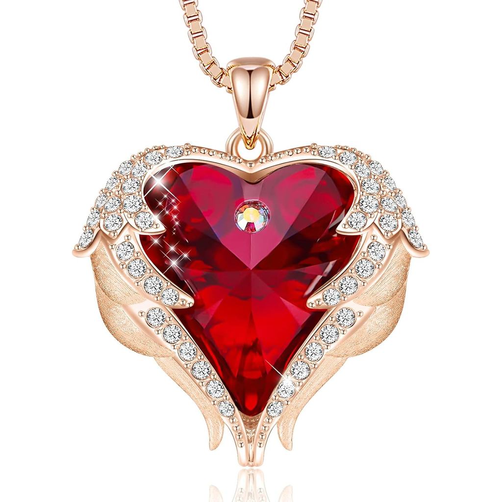 CDE ของขวัญวันแม่สําหรับผู้หญิง Angel Wings สร้อยคอผู้หญิง Birthstone, Love Heart Silver Tone/Gold T