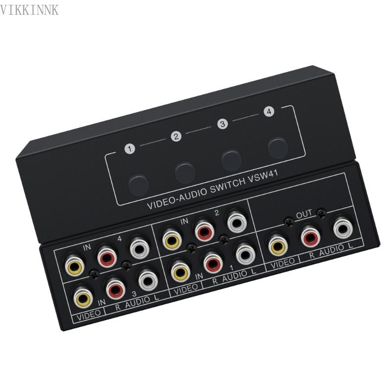 VIKK Universal AV Audios Video Switcher 4 in 1 Out AV Switcher การสลับทันที