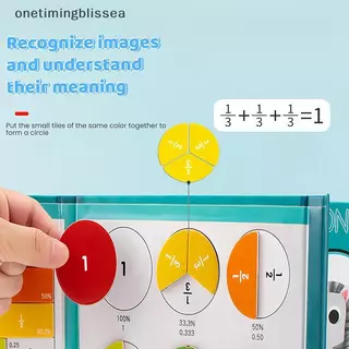 Onetimingblissea หนังสือเศษส่วนแม่เหล็กสําหรับเด็กที่มีกระเบื้องและวงกลมชุดการศึกษา SEA