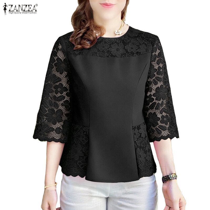 ZANZEA สไตล์เกาหลีสำหรับผู้หญิง เสื้อลุคหรูหรา มีงานปักลายลูกไม้และเนื้อผ้านุ่ม