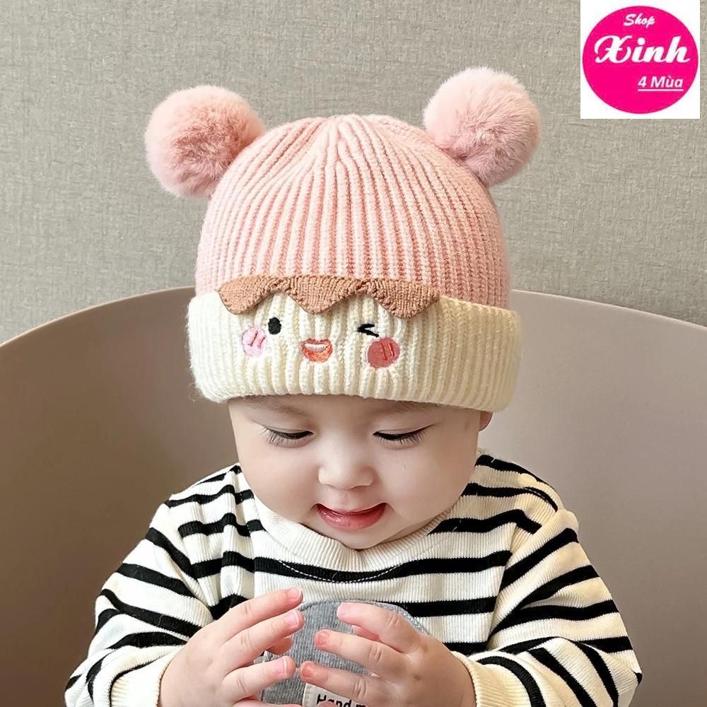 หมวกไหมพรมหูหมีสุดน่ารักสําหรับเด็กชายและเด็กหญิง 6th~2T (หน้ายิ้มพร้อมแก้มบลัชออน) (P920SX4M)