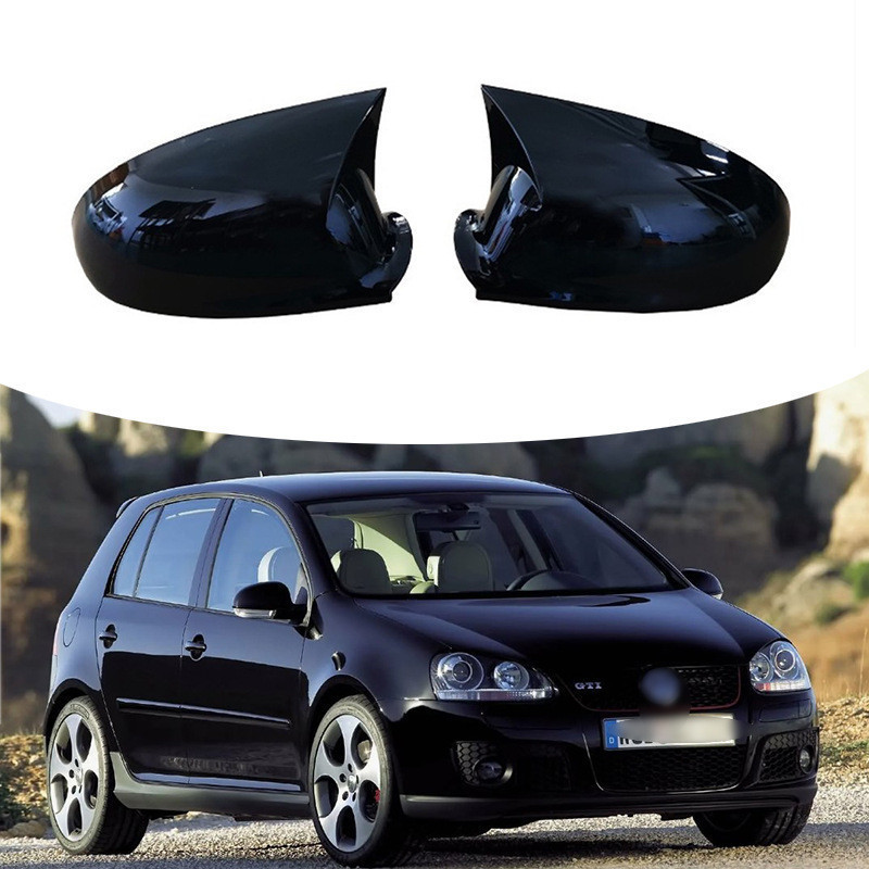 เหมาะสําหรับ Volkswagen Golf 5 MK5 Jetta 5 Passat B6 ฝาครอบกระจกถอยหลัง Horns Bright Black Ready Sto
