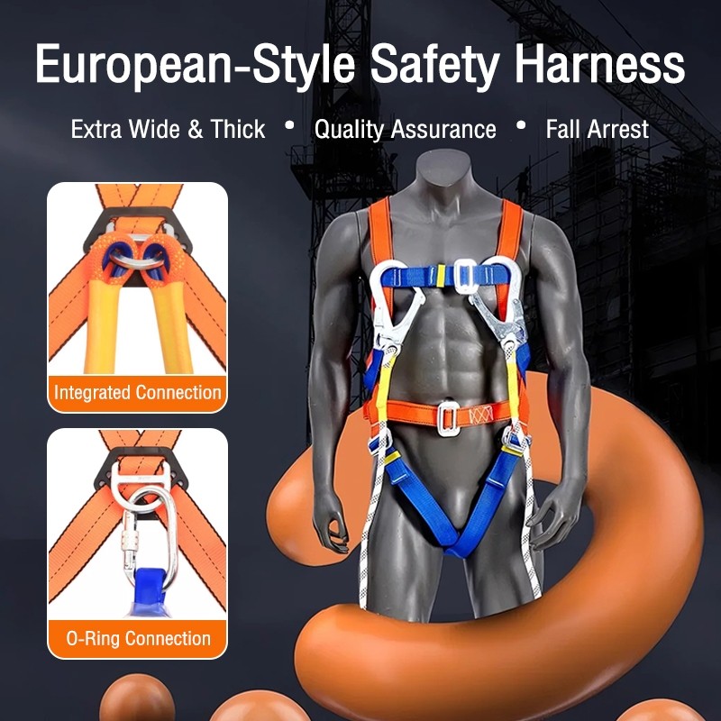 Tali Keselamatan double hook High Altitude Work Safety Harness Full Body Safety Harness Five-point S