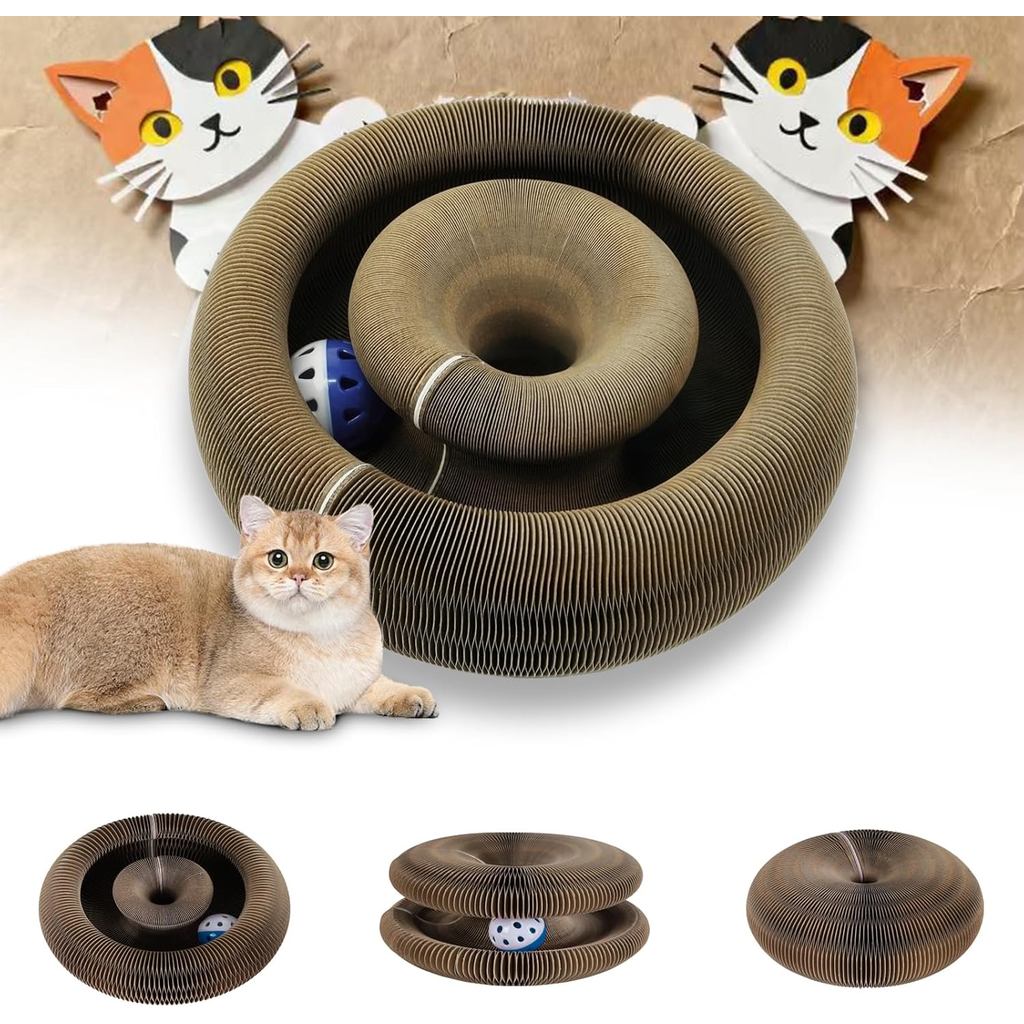 Magnetic Magic Organ Cat Scratcher Toy, Extra-Thick & Large Connectable Cardboard Scratching Board w