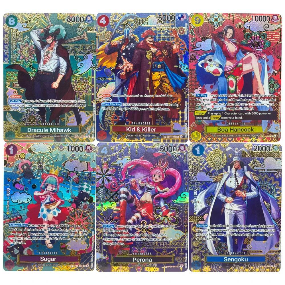 ONE PIECE คอลเลกชันการ์ด Dracule Mihawk Boa Hancock น้ําตาล Perona Sengoku EN DIY คุณภาพสูง Self Made เกมอะนิเมะการ์ด