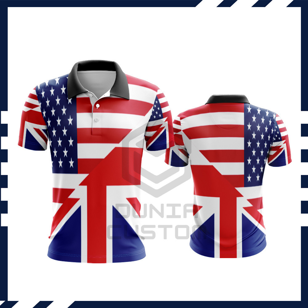 เสื้อโปโลผู้ชาย British Flag England Fullprint
