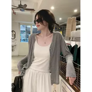ส่งไวจากไทย สไตล์ใหม่ เสื้อคาร์ดิแกนแจ็คเก็ตบางเสื้อผ้าป้องกันแสงแดดผ้าคลุมไหล่ผู้หญิง YOUMI