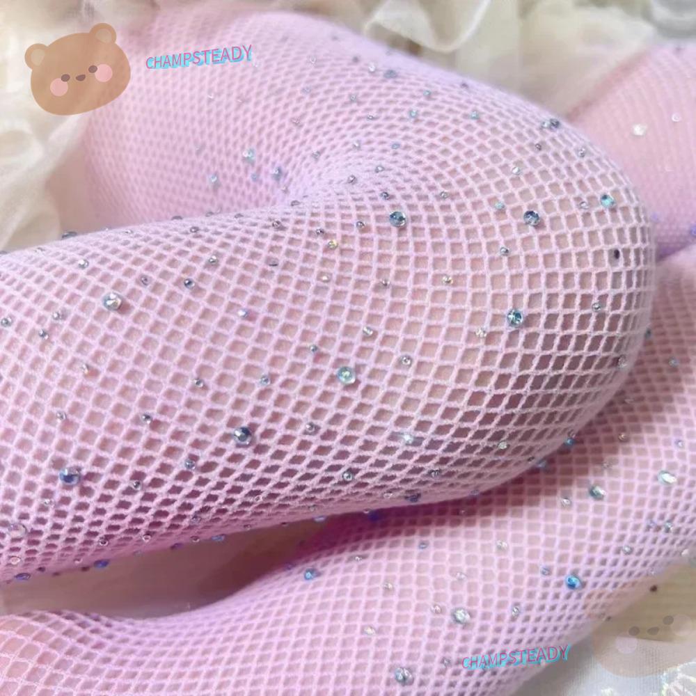 CHAMPSTEADY ถุงน่องเลื่อมสีแฟชั่น แบบ Mesh Dot Drill