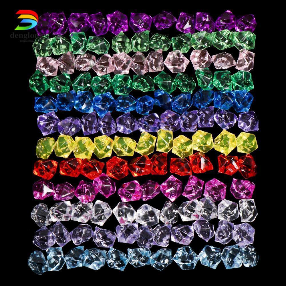 DENGLONG 50 ชิ้น/ถุงคริสตัลก้อนน้ําแข็งบ้านสวน Confetti ตกแต่งตู้ปลา Cobblestones สีสัน Aquarium ภูมิทัศน์แจกันฟิลเลอร์
