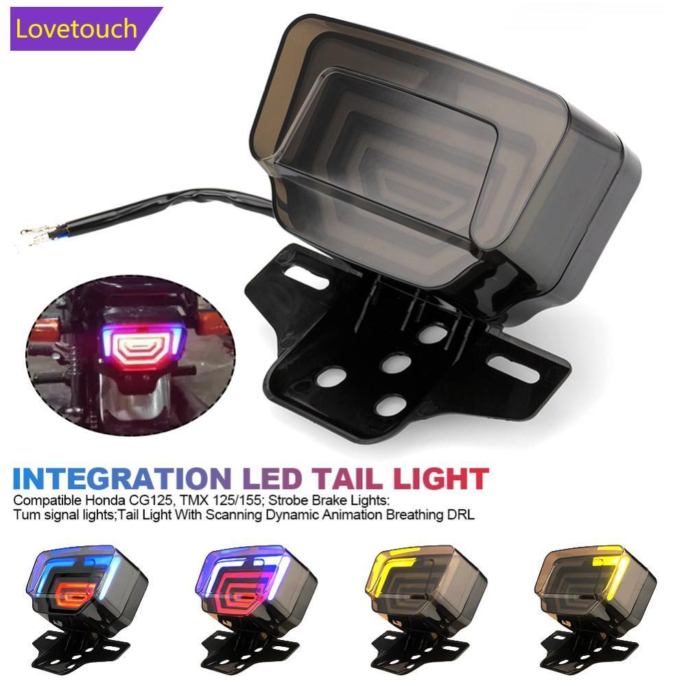 LOVETOUCH รถจักรยานยนต์ไฟท้าย LED เบรคด้านหลังโคมไฟ Integration ไฟท้ายแบบไดนามิกสําหรับ Honda CG125 