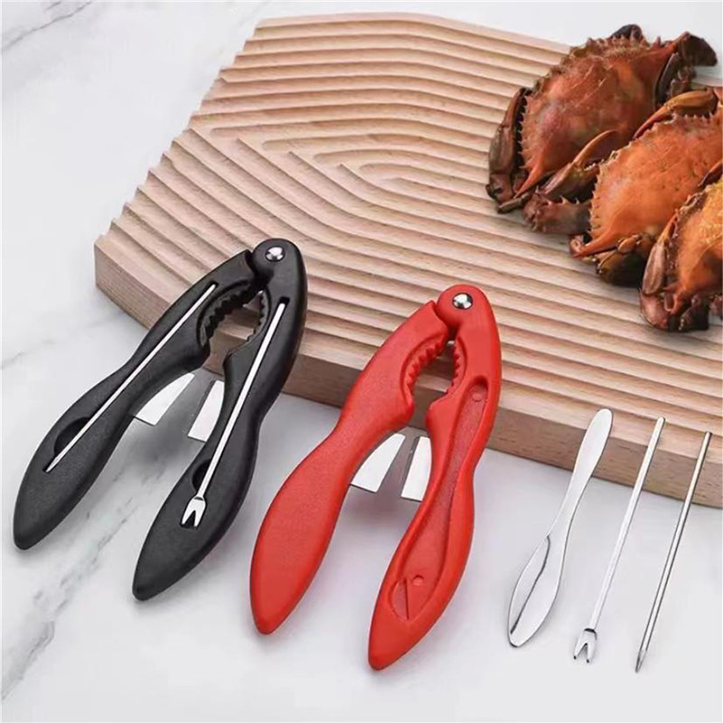 แฟชั่น Crab Nut Cracker Picks ชุดที่จับกันลื่น Seafood Lobster Forks และ Opener Sheller Tool