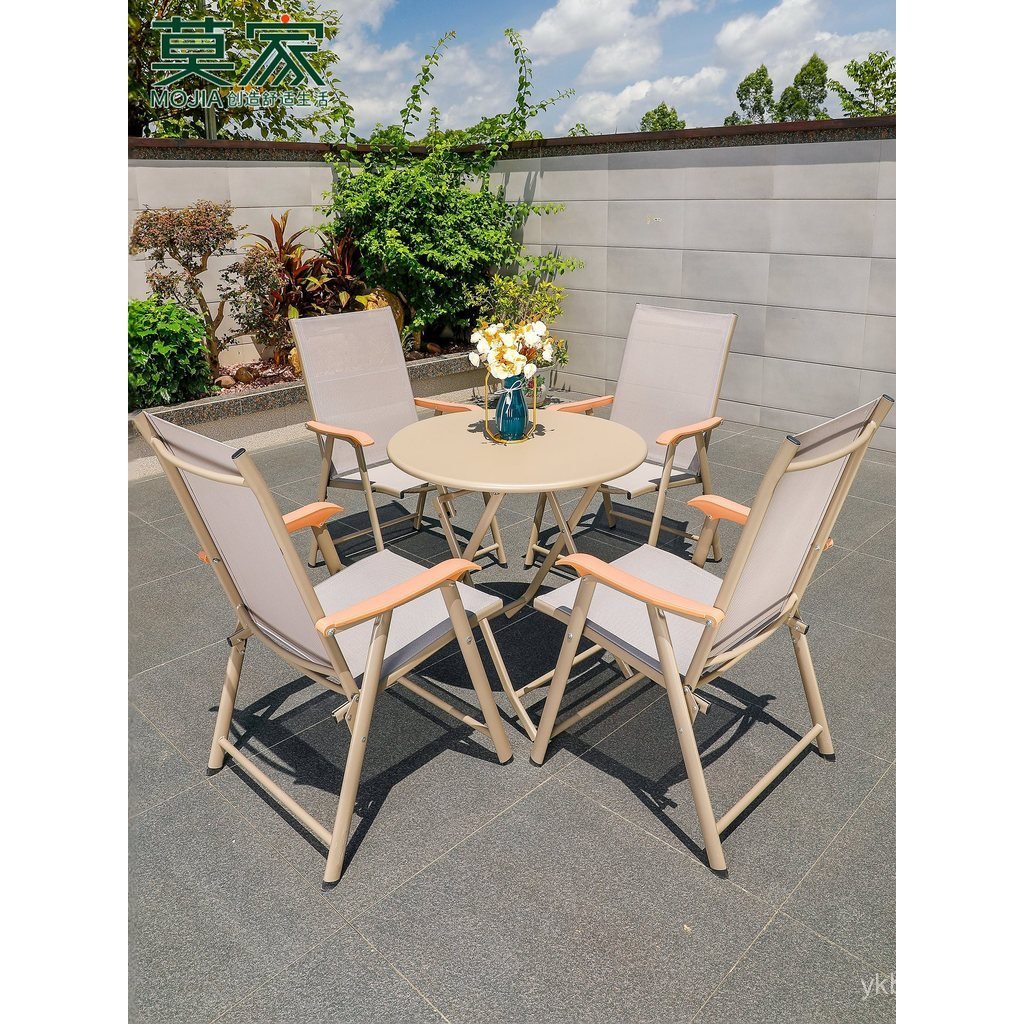 Cafe Courtyard Mojia ω ปิกนิกกลางแจ้งพับร้านชานมด้านนอก Camping Leisure แบบพกพา s โต๊ะเก้าอี้ E7EI